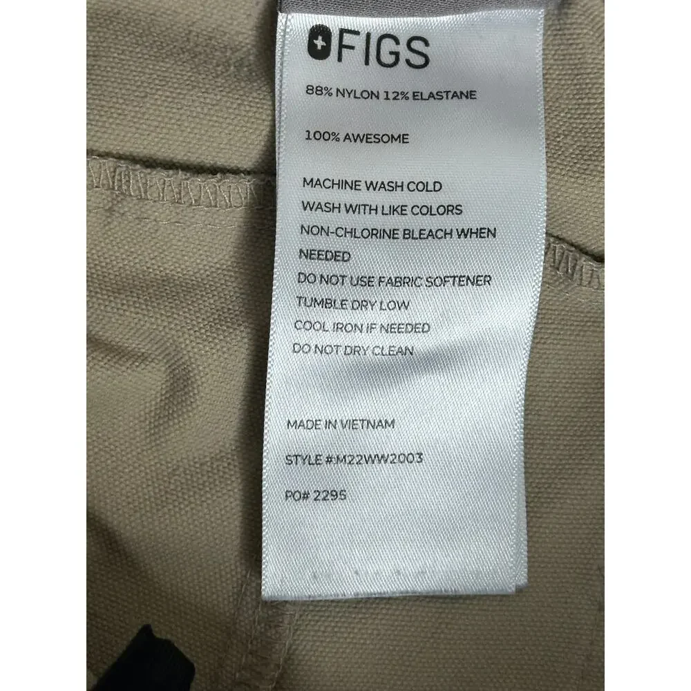 FIGS FIGSPRO Pants Mens M Tan Tailored Trouser Scrub Chino Stretch Slim Snap Zip